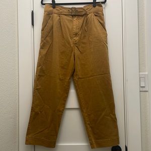 Mustard yellow jeans, cropped at the ankle, size 10